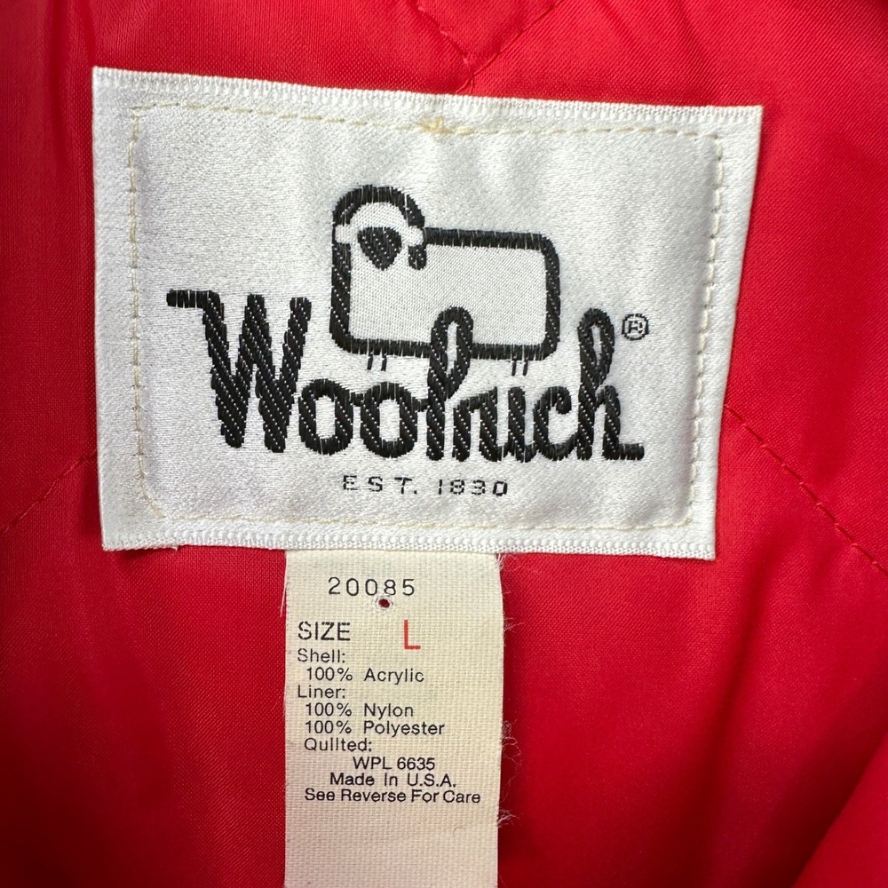 Woolrich Men Large Jacket Hunting Orange Quilted Lined Flap Pocket Field Outdoor - Picture 5 of 10